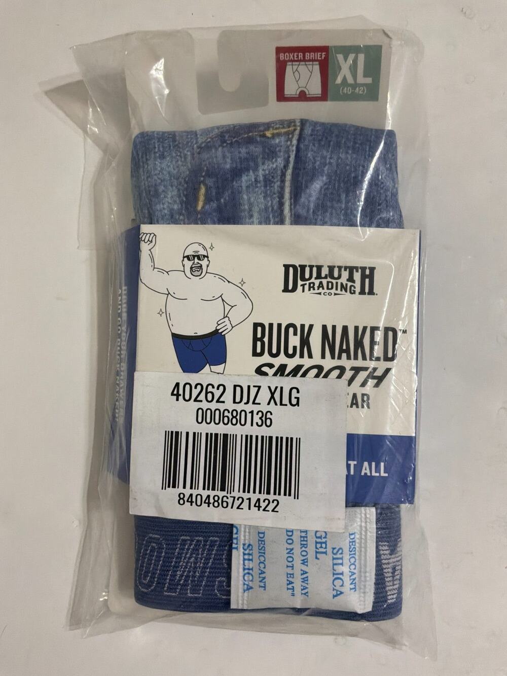 Duluth Trading Buck Naked Smooth Boxer Briefs Men's XL 40-42 Blue Denim Print NE